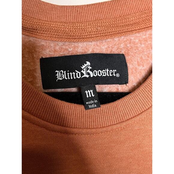 BLIND ROOSTER Fleece Crewneck Pullover Rust Medium Fall Floral Goth Skull Art - Picture 5 of 7